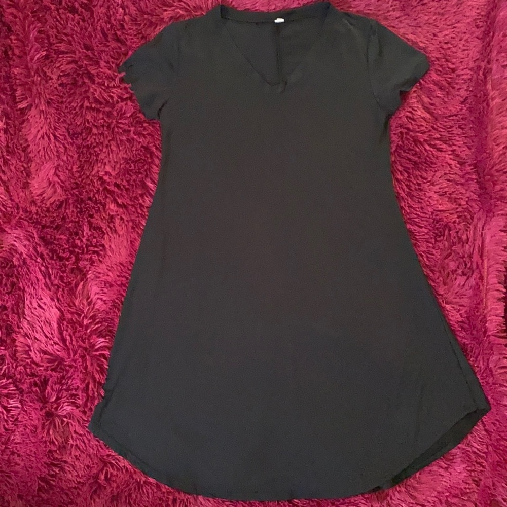Purple Month v-neck black flowy midi dress